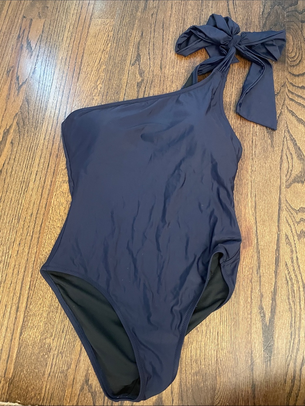J. Crew Navy One-Shoulder Tie-Shoulder One-Piece Swimsuit